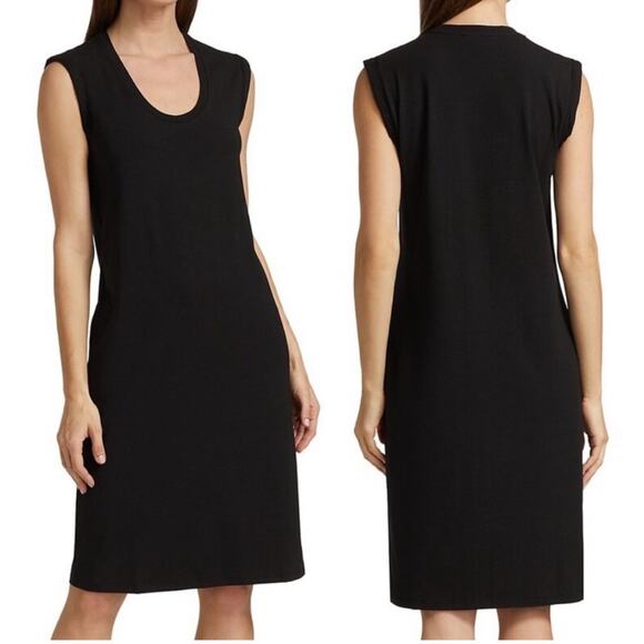 Theory Cuff Scoop Lightweight Jersey Midi Dress in Black - Size P - Picture 1 of 7
